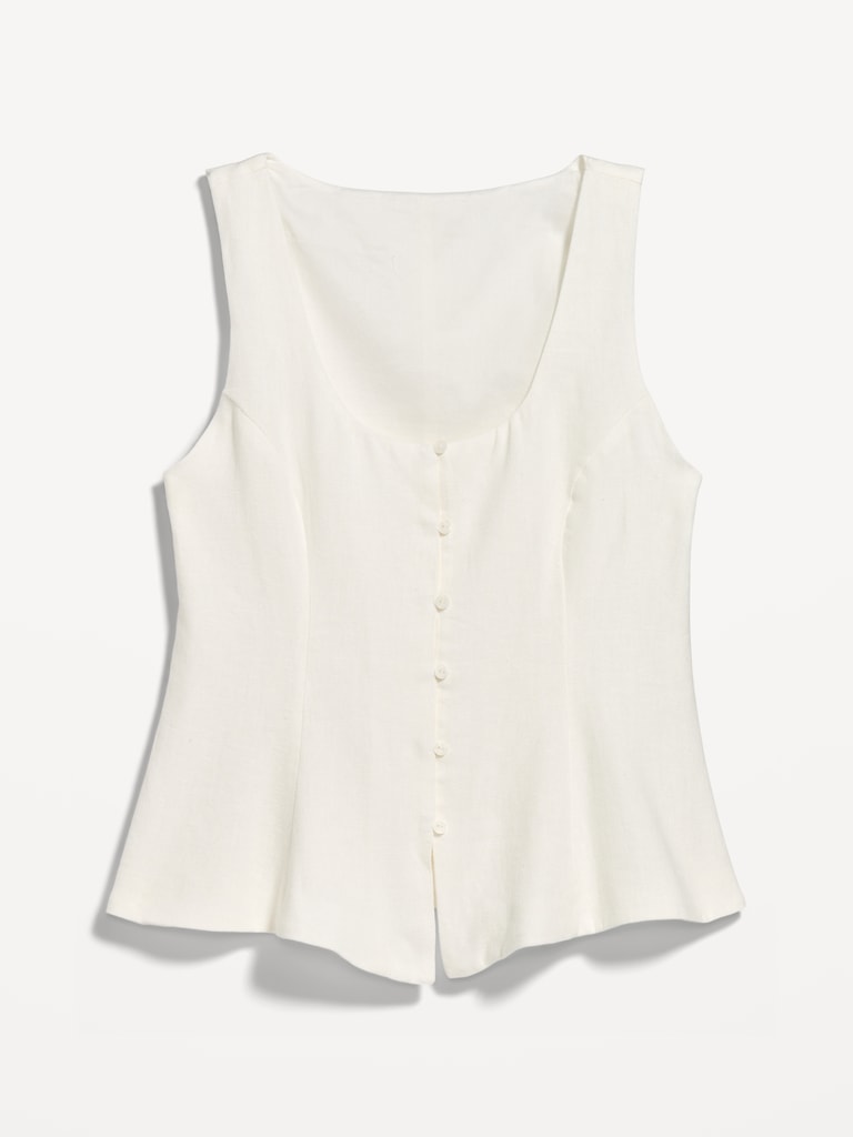 Sleeveless Button-Down Top