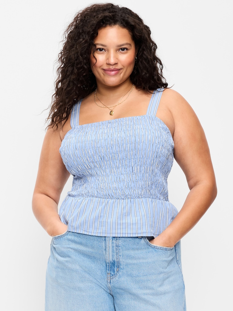 Smocked Peplum Tank Top