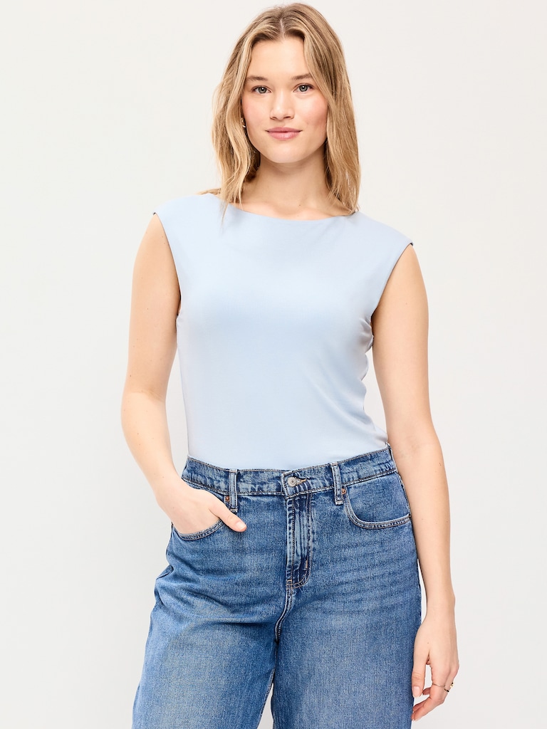 Cap-Sleeve Tie-Back Top