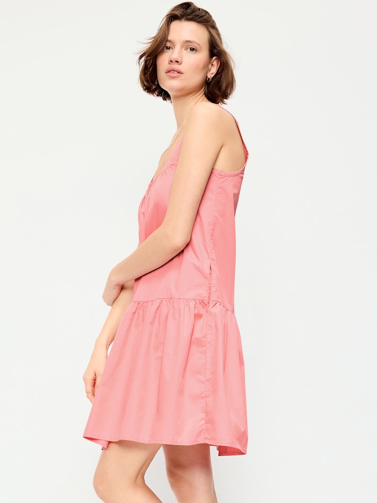 Sleeveless Drop-Waist Swing Mini Dress