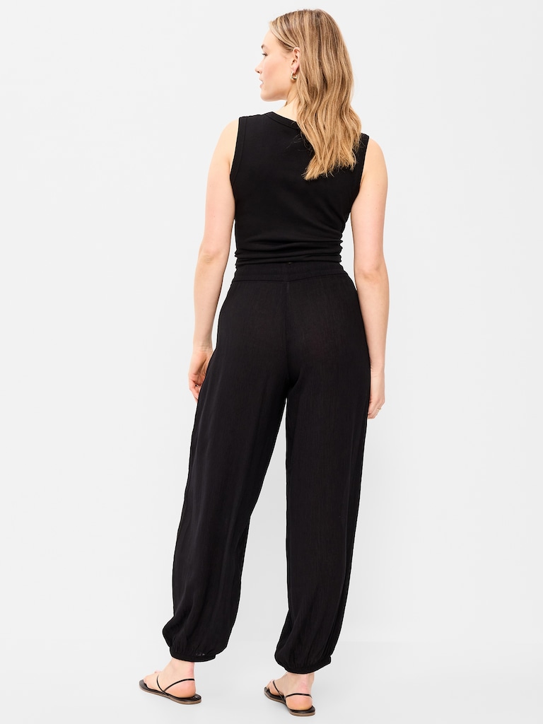 High-Waisted Crinkle Chiffon Harem Pants
