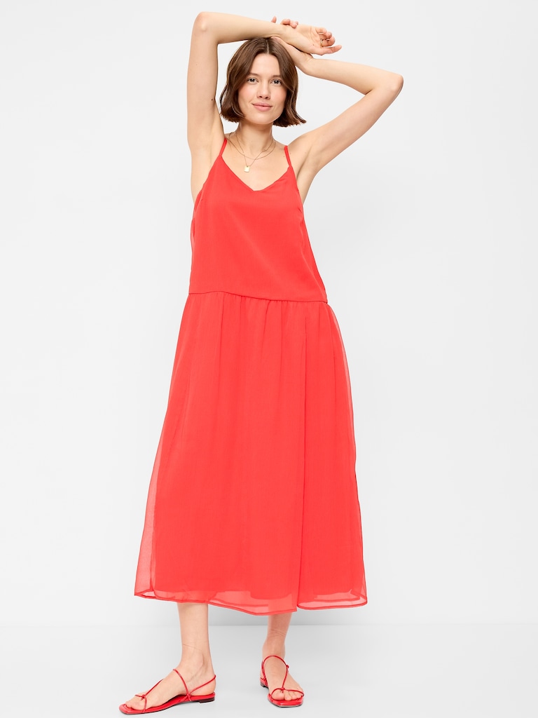Chiffon Drop-Waist Maxi Dress