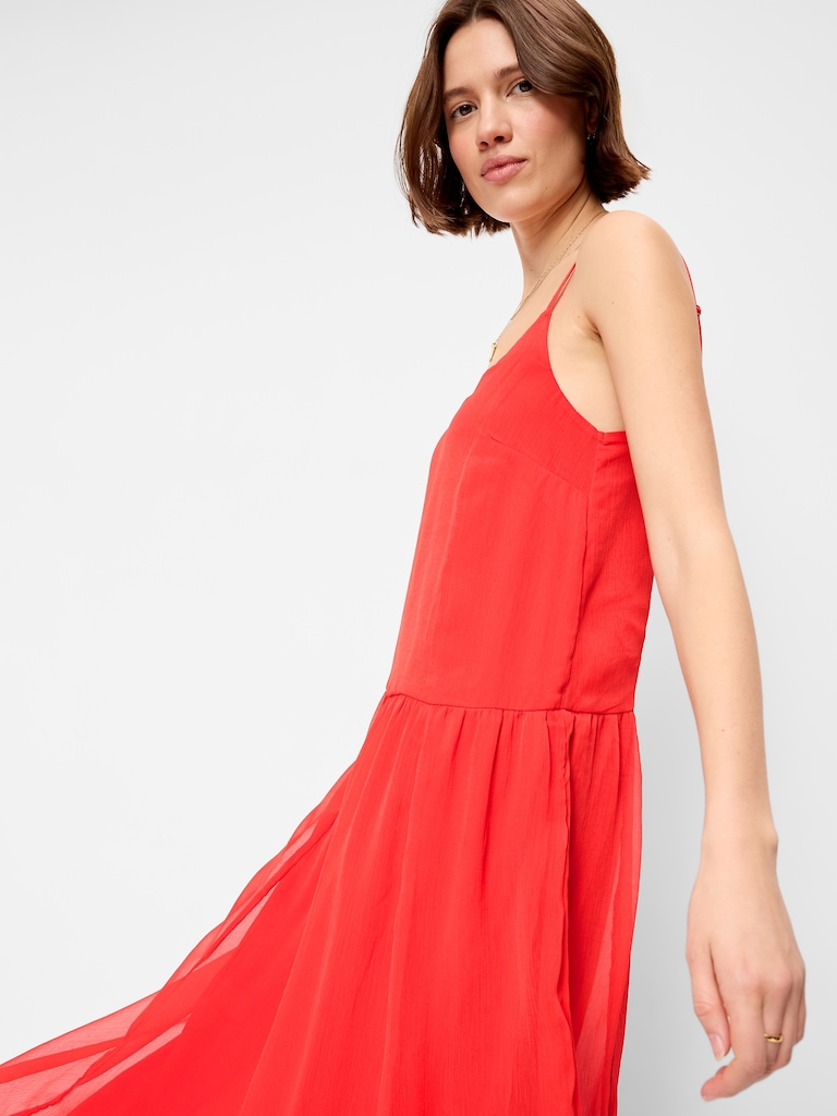 Chiffon Drop-Waist Maxi Dress