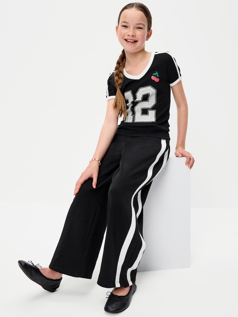 Baggy French-Terry Straight-Leg Retro Sweatpants for Girls
