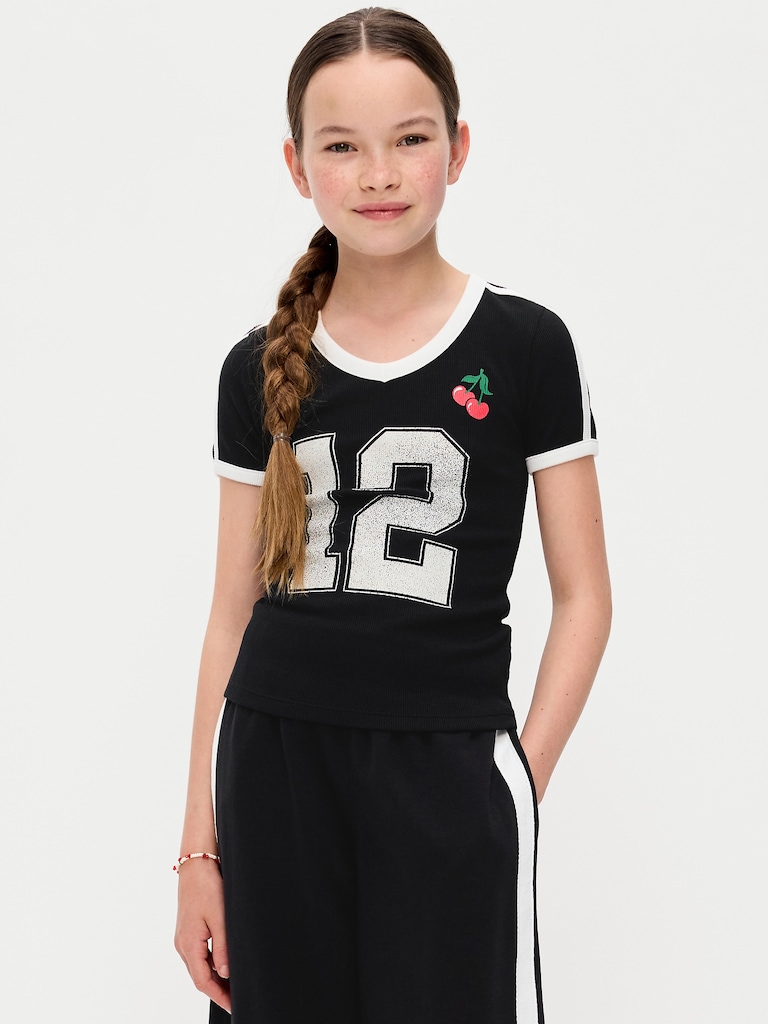 Fitted Short-Sleeve Graphic T-Shirt for Girls