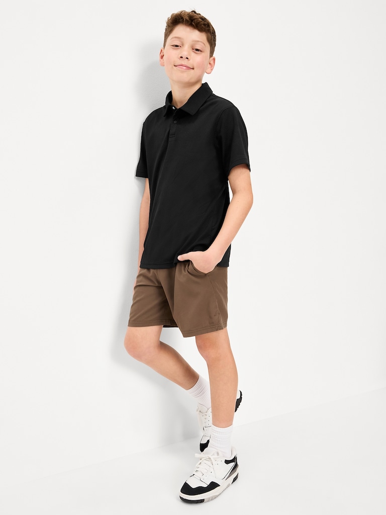 Short-Sleeve Textured Mesh Polo Shirt for Boys