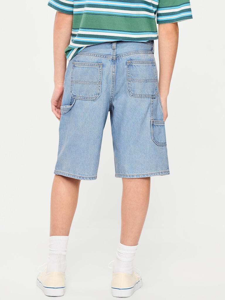 Below Knee Super Baggy Utility Jean Shorts for Boys