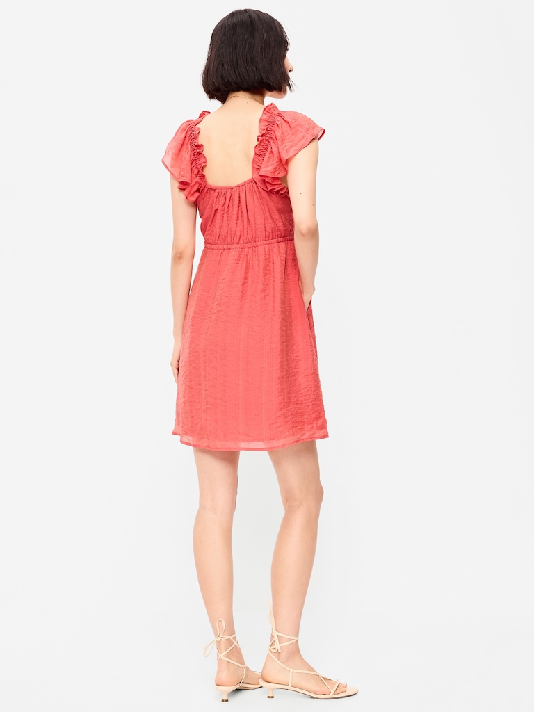 Flutter-Sleeve Fit & Flare Mini Dress