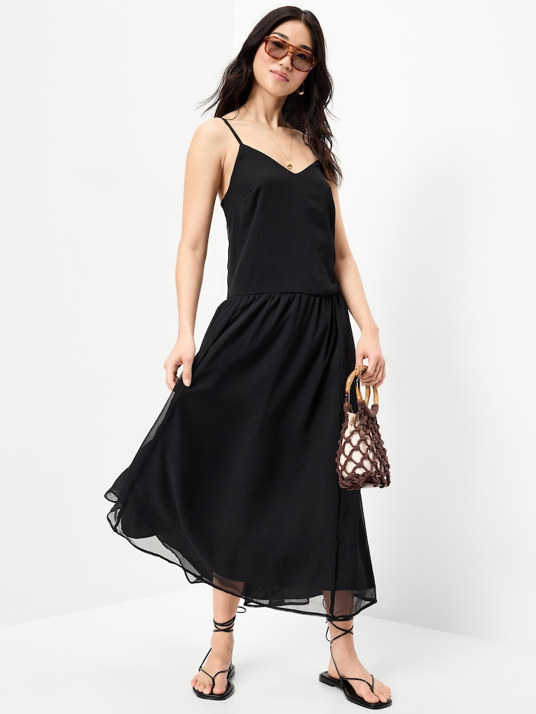 Chiffon Drop-Waist Maxi Dress