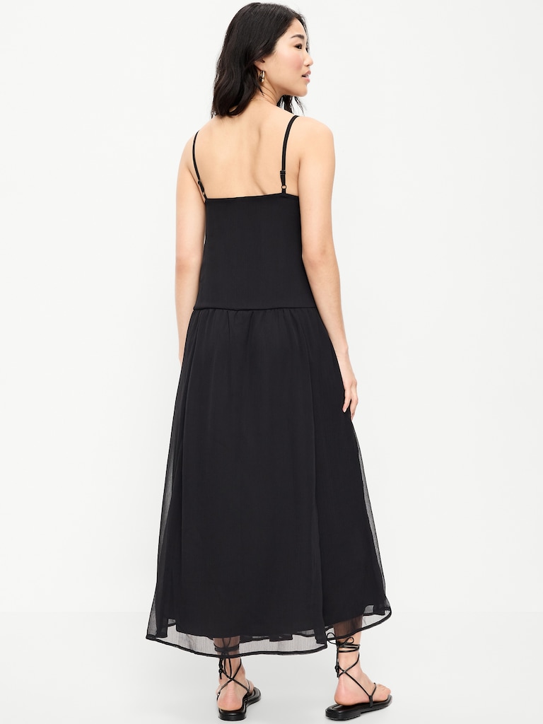 Chiffon Drop-Waist Maxi Dress