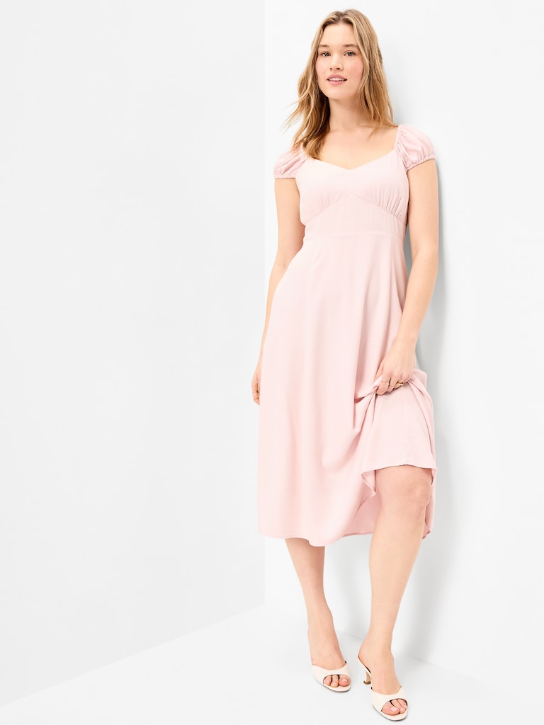 Short-Sleeve Fit & Flare Midi Dress