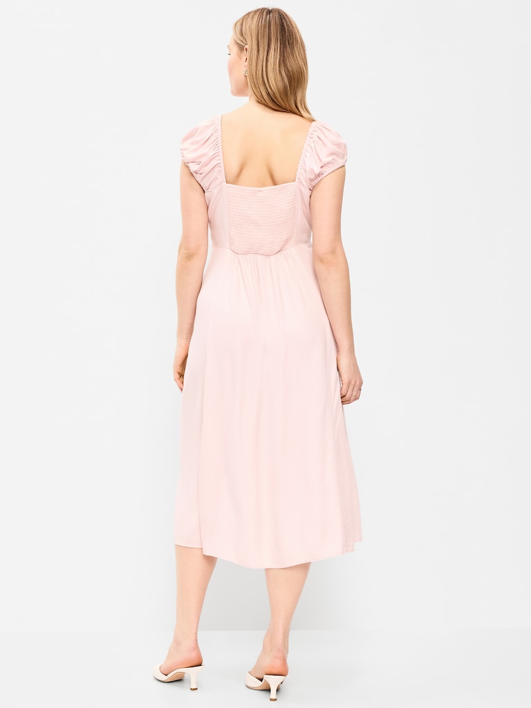 Short-Sleeve Fit & Flare Midi Dress