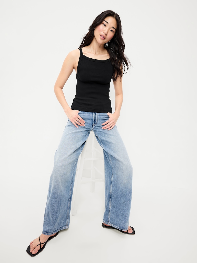 Fitted Sleeveless Apron Tank Top