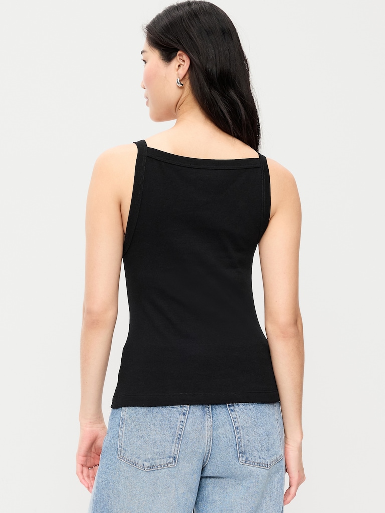 Fitted Sleeveless Apron Tank Top