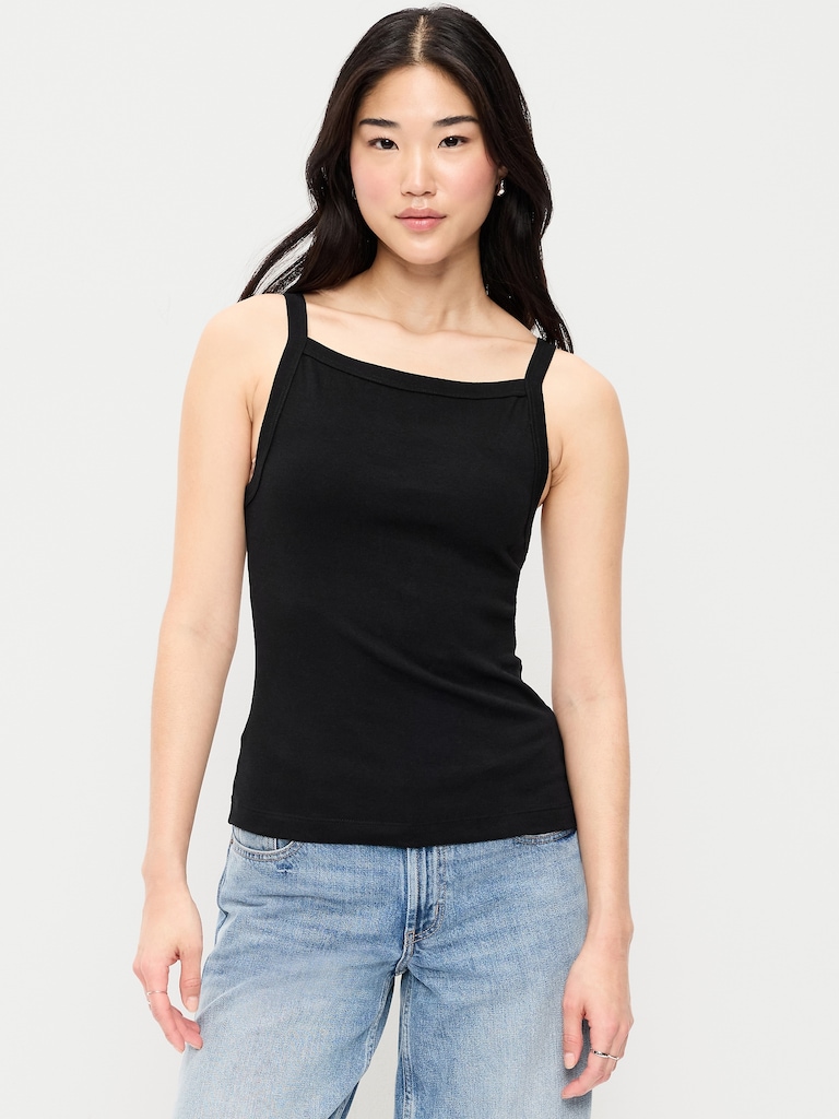 Fitted Sleeveless Apron Tank Top