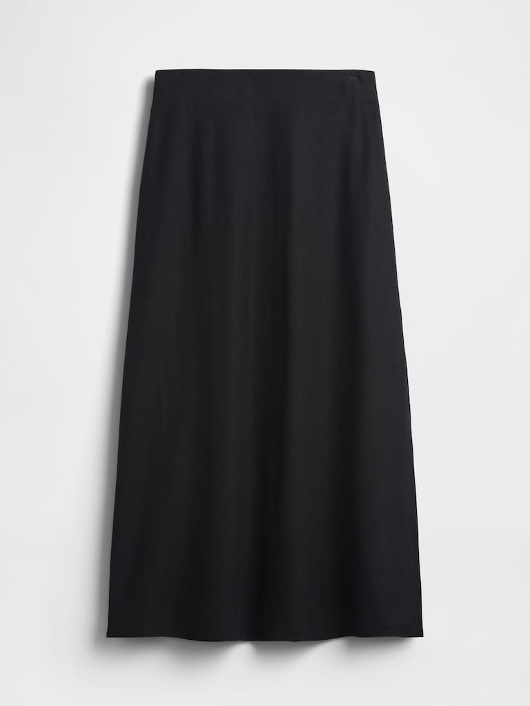 Linen-Blend Maxi Slip Skirt