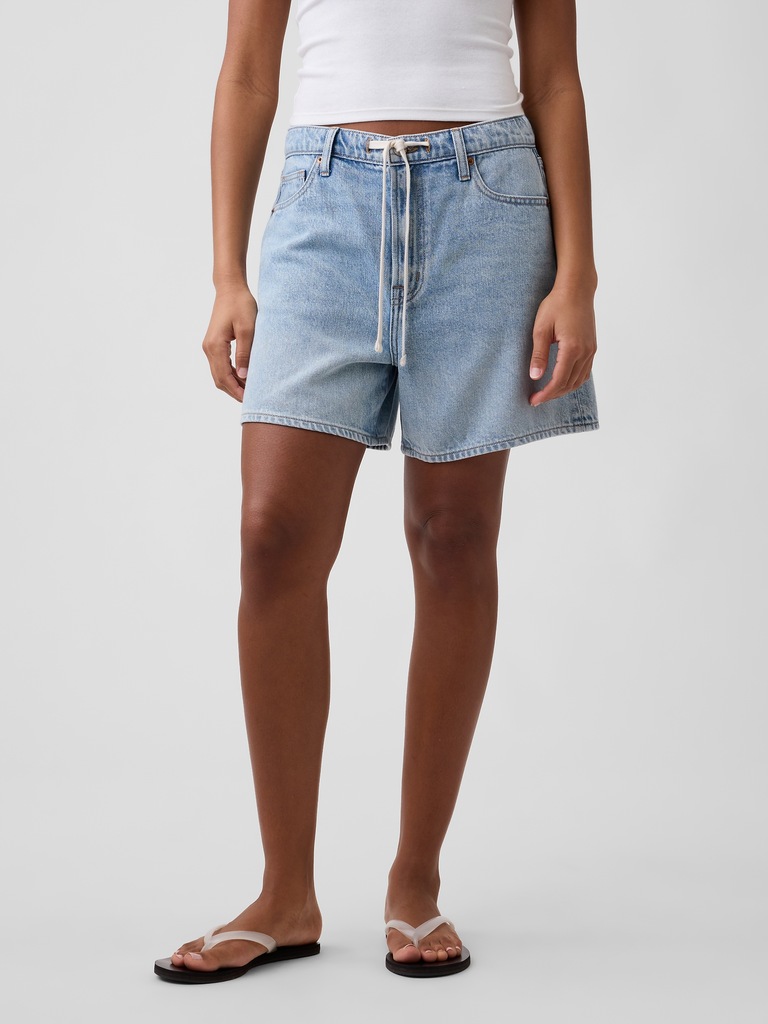 5" Mid Rise SuperSoft Drawstring Denim Shorts
