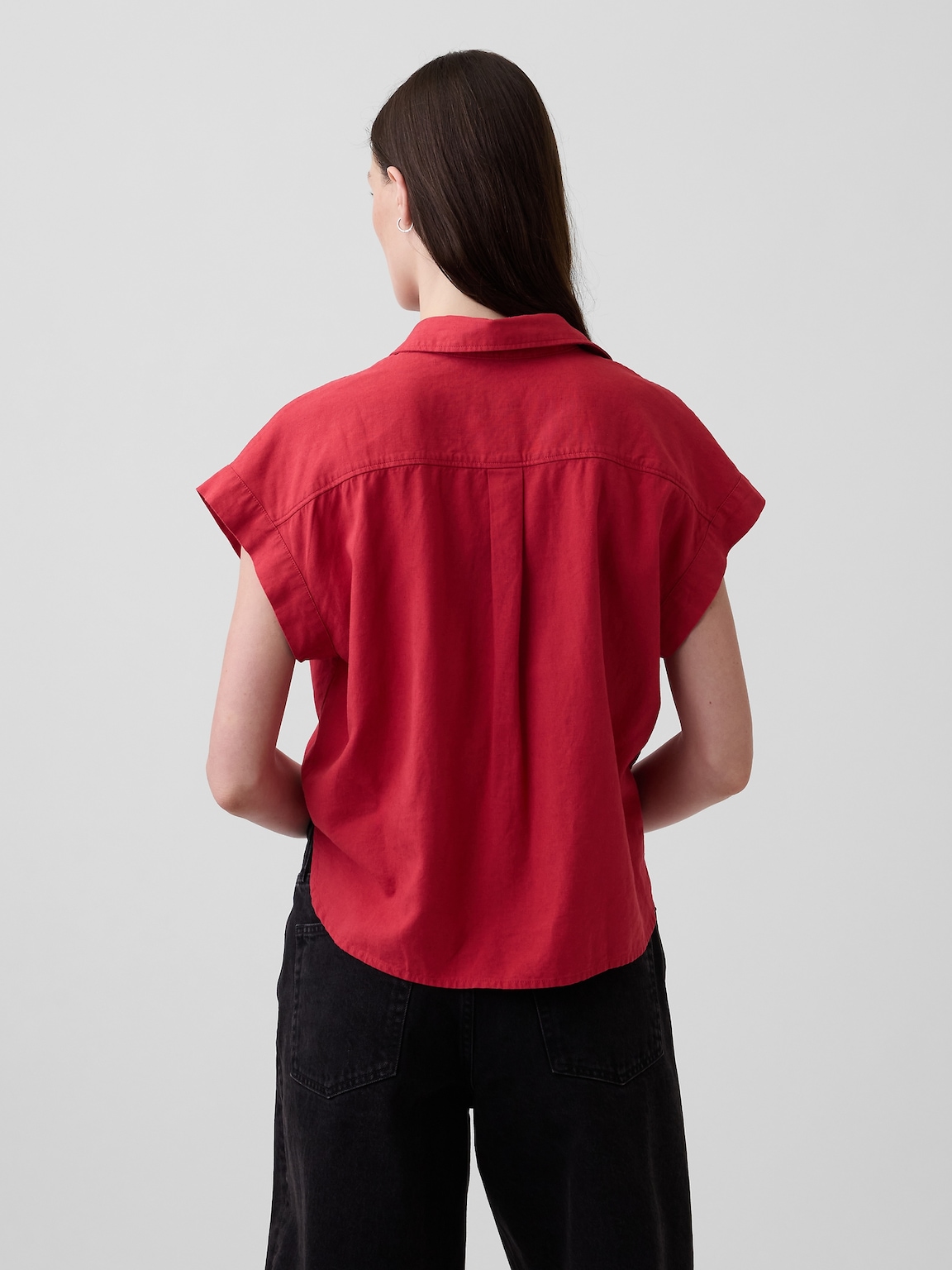 Linen-Blend Oversized Shirt