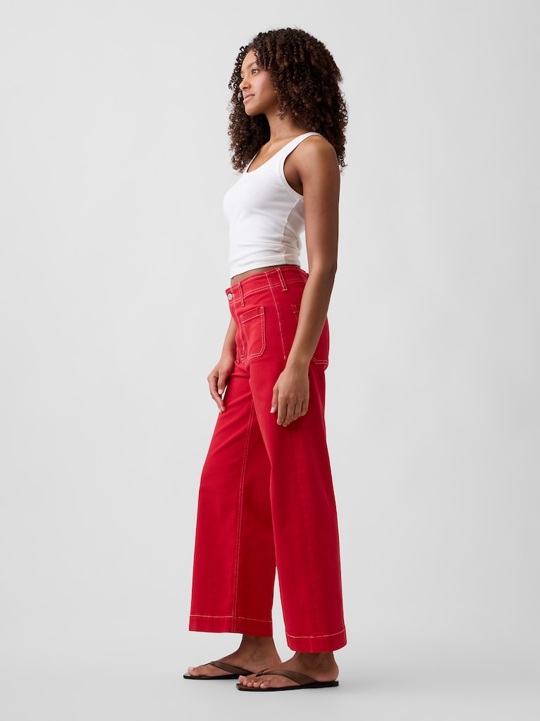 High Rise Wide-Leg Crop Jeans
