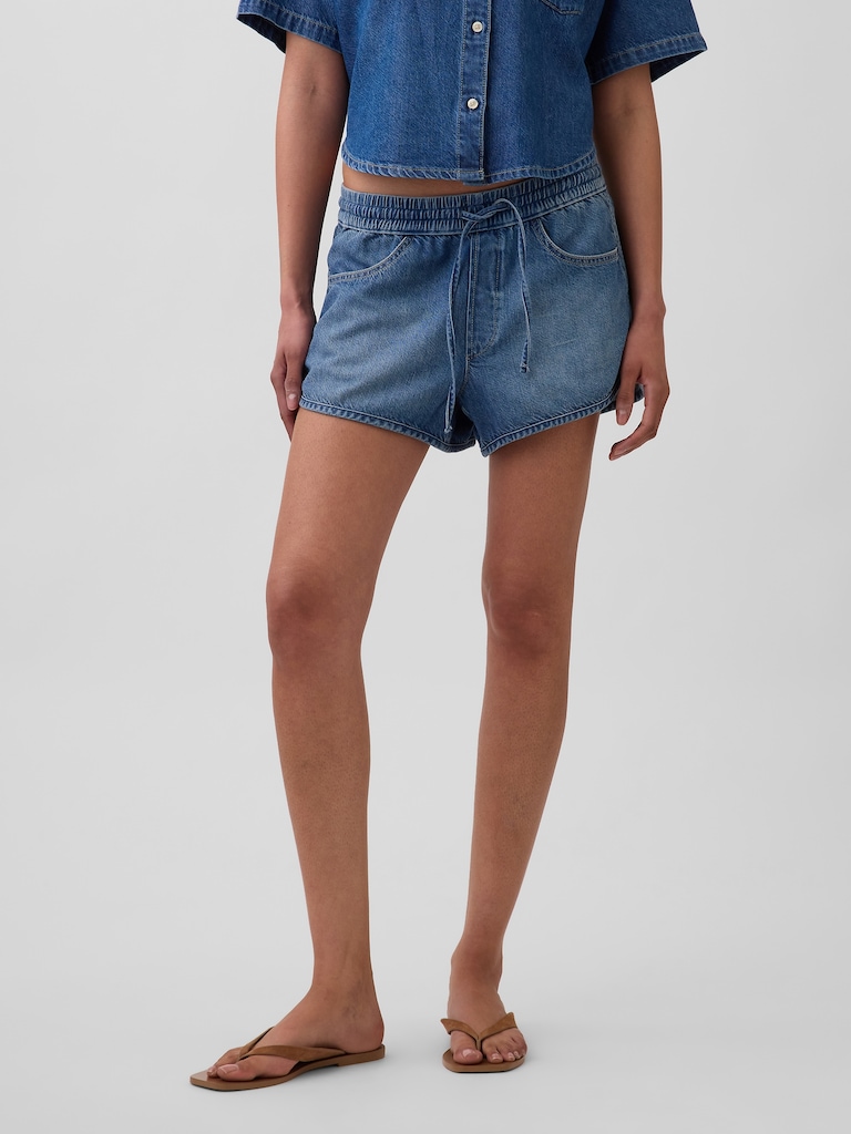 Mid Rise UltraSoft Denim Easy Dolphin Shorts