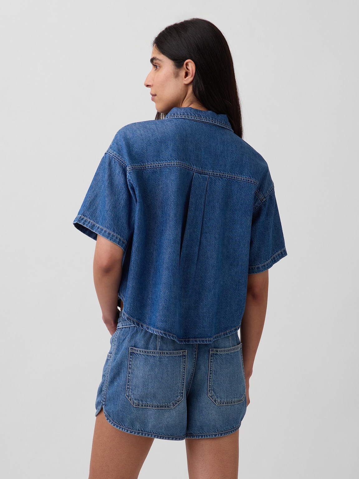UltraSoft Denim Oversized Camp Shirt