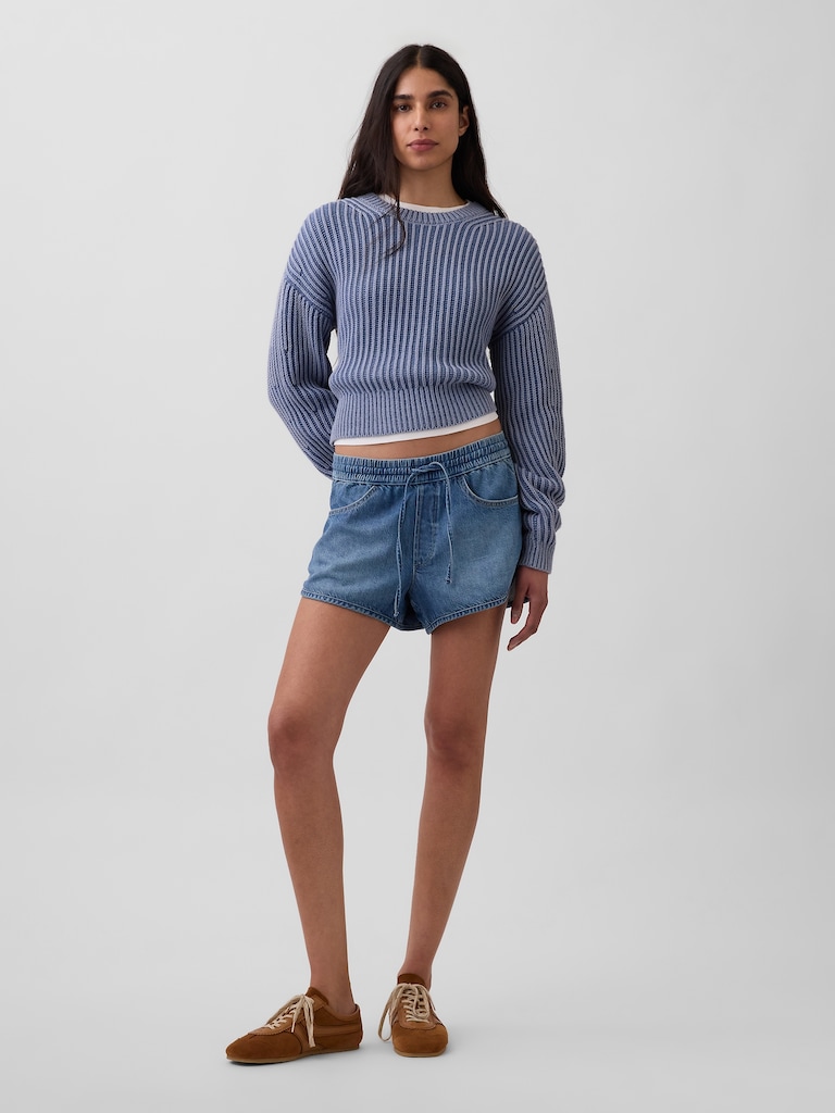 Mid Rise UltraSoft Denim Easy Dolphin Shorts