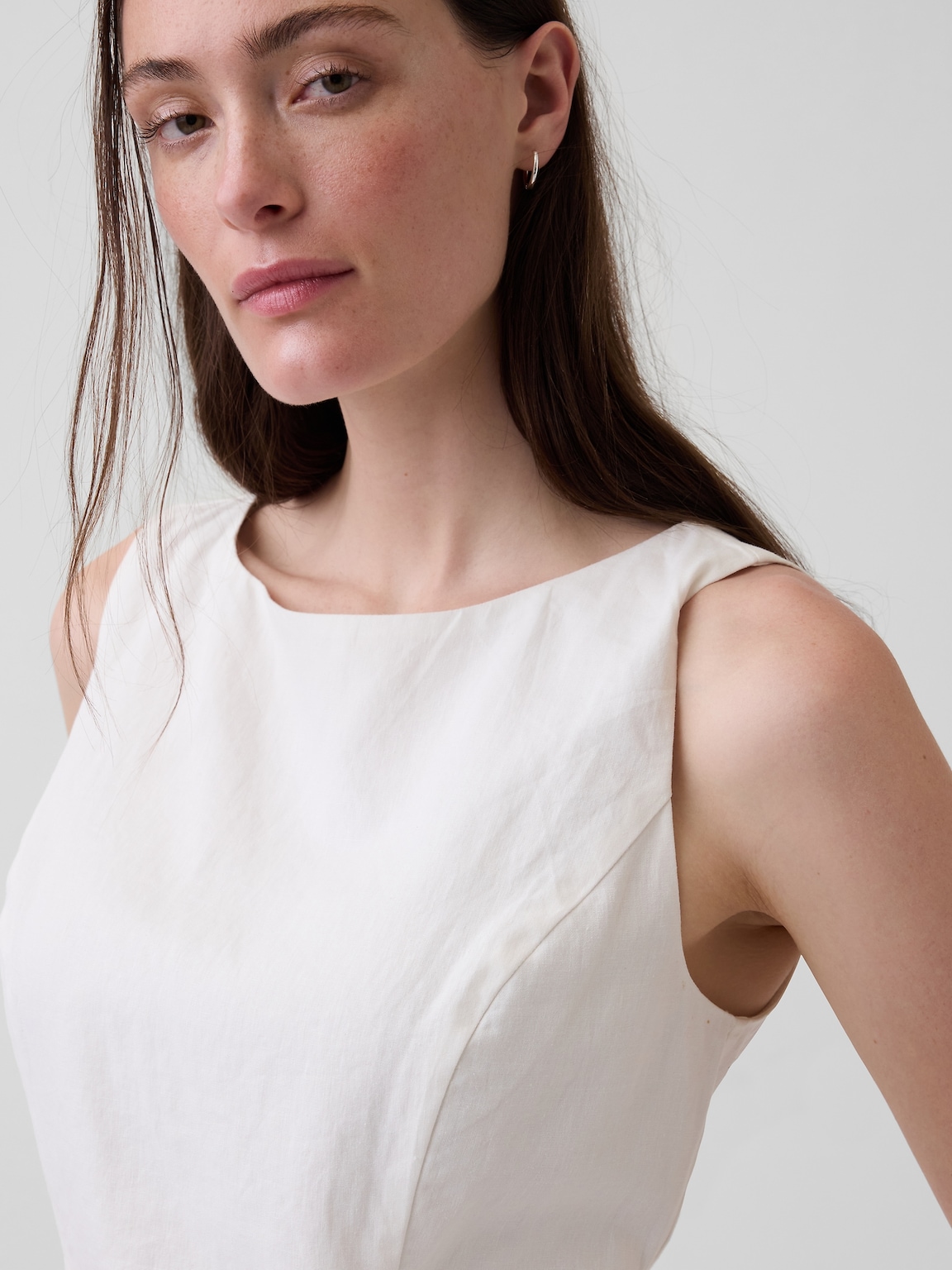 Linen-Blend Boatneck Top