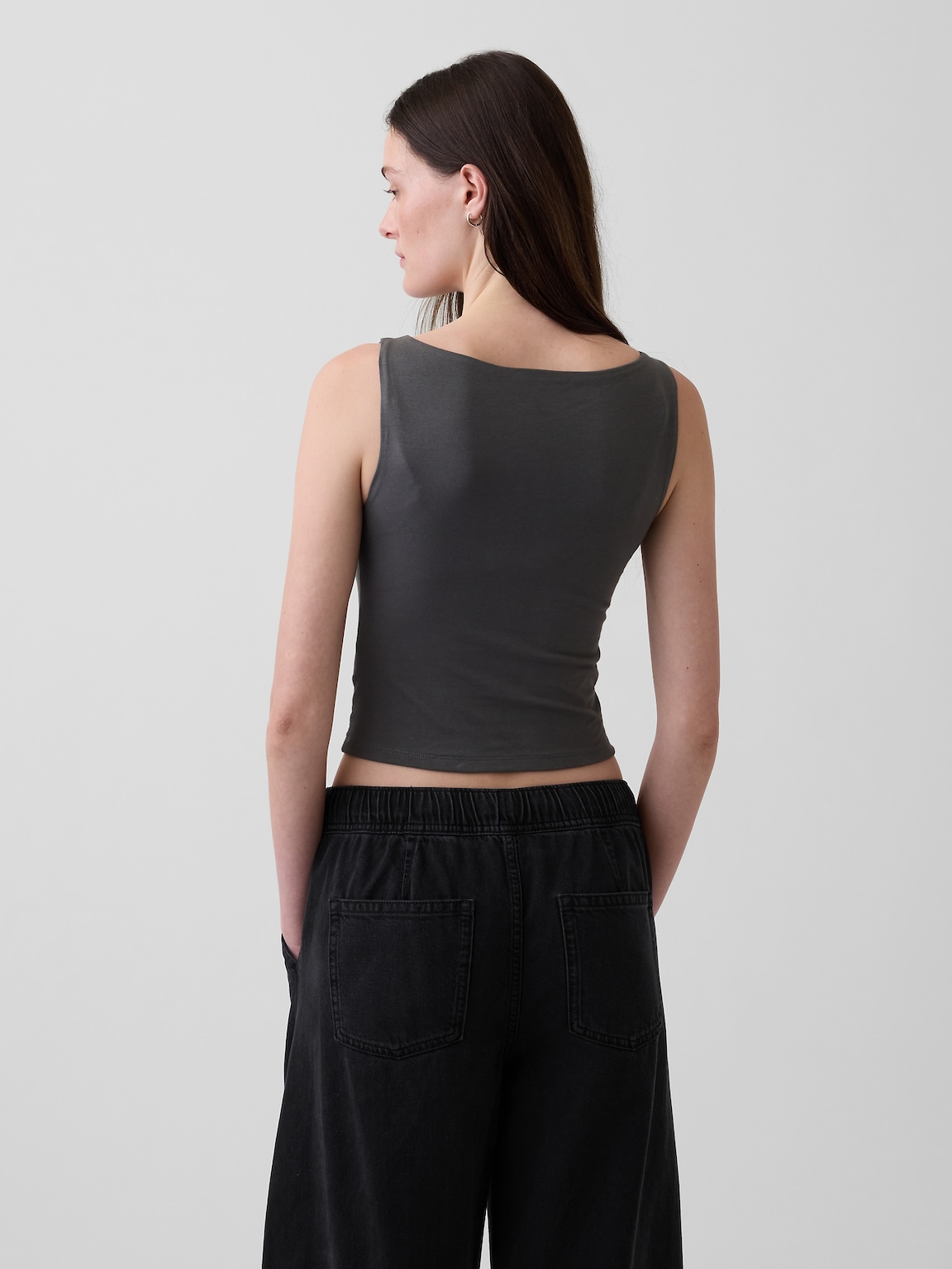 CloseKnit Jersey Boatneck Crop Tank Top