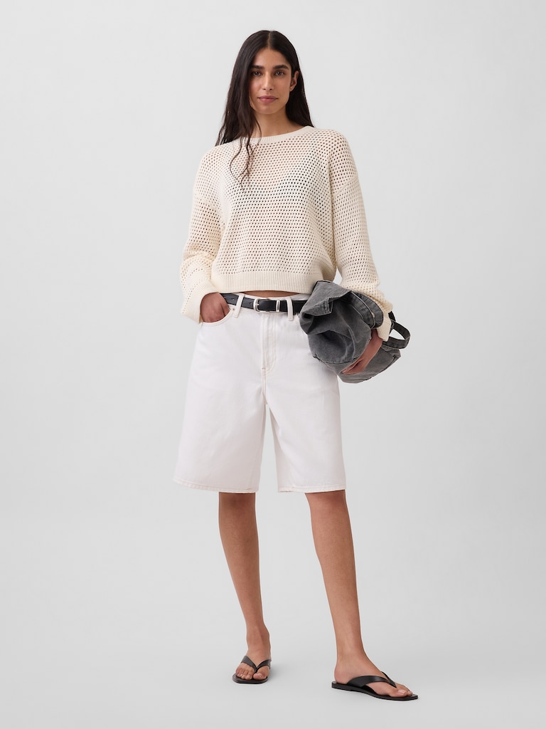 100% Cotton Crochet Relaxed Sweater