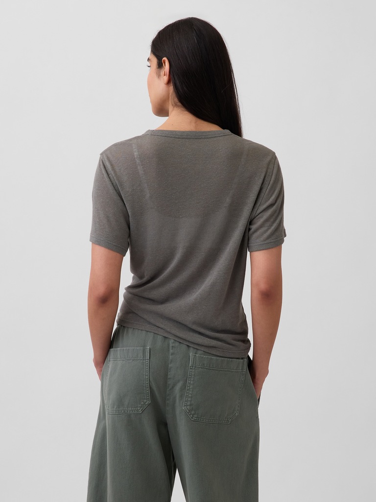Linen-Blend Relaxed T-Shirt