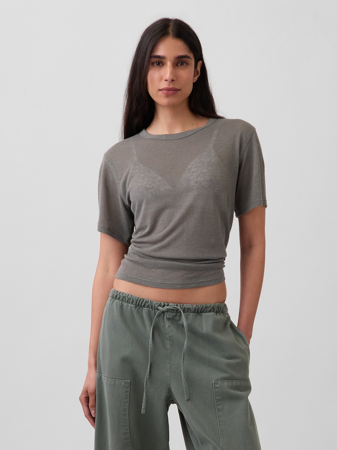 Linen-Blend Relaxed T-Shirt