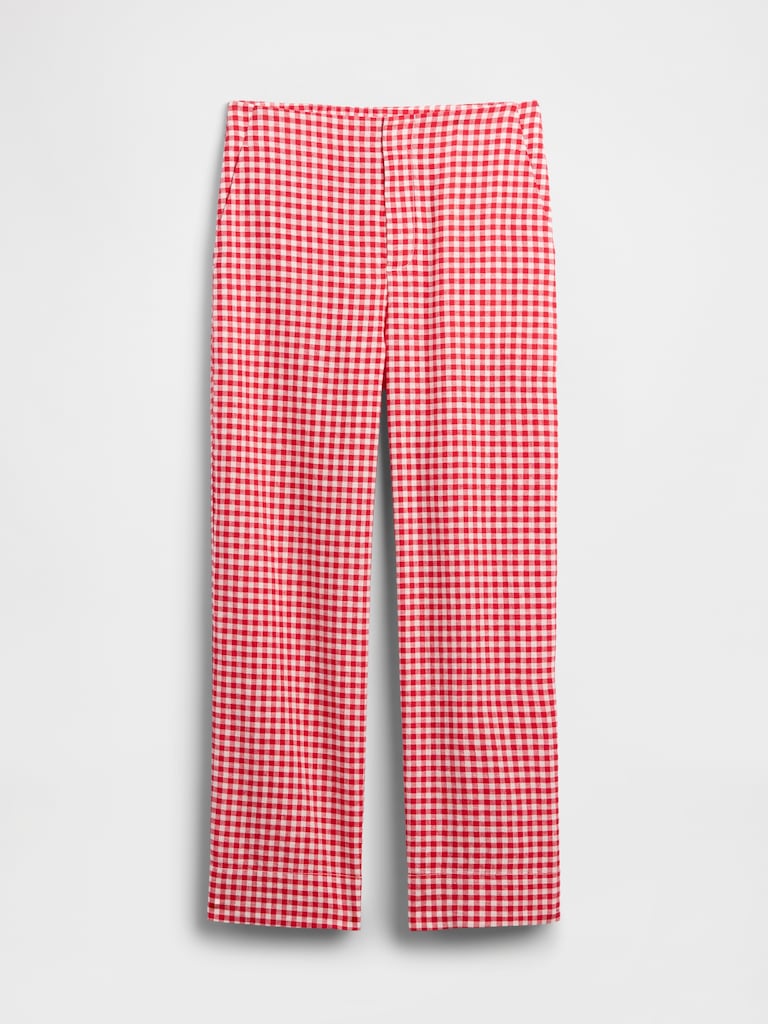 High Rise Linen-Blend Straight Crop Pants