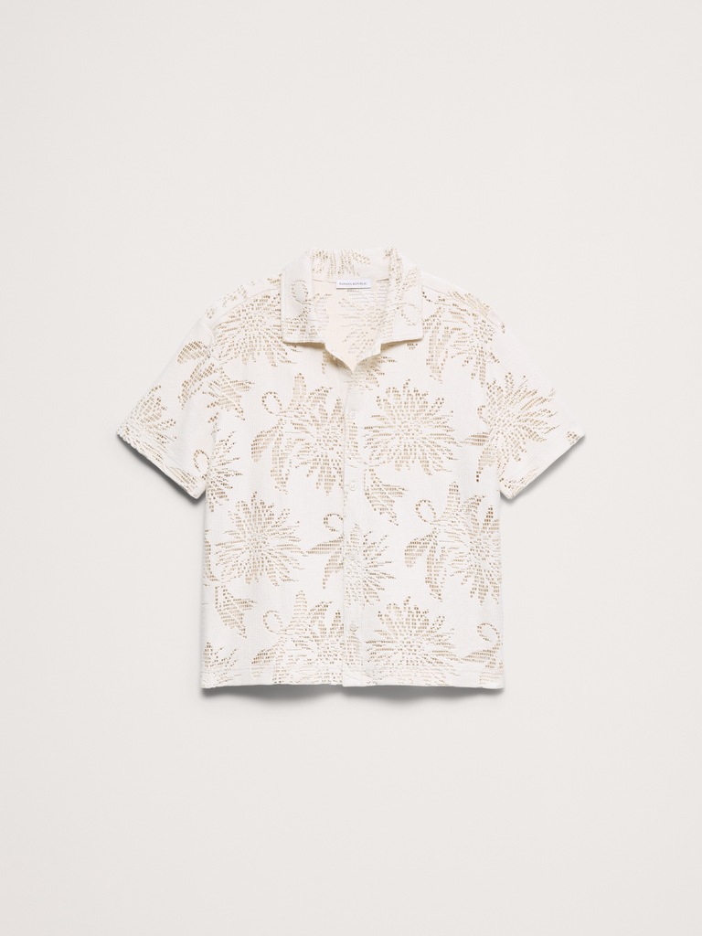 Floral Knit Button-Down Shirt