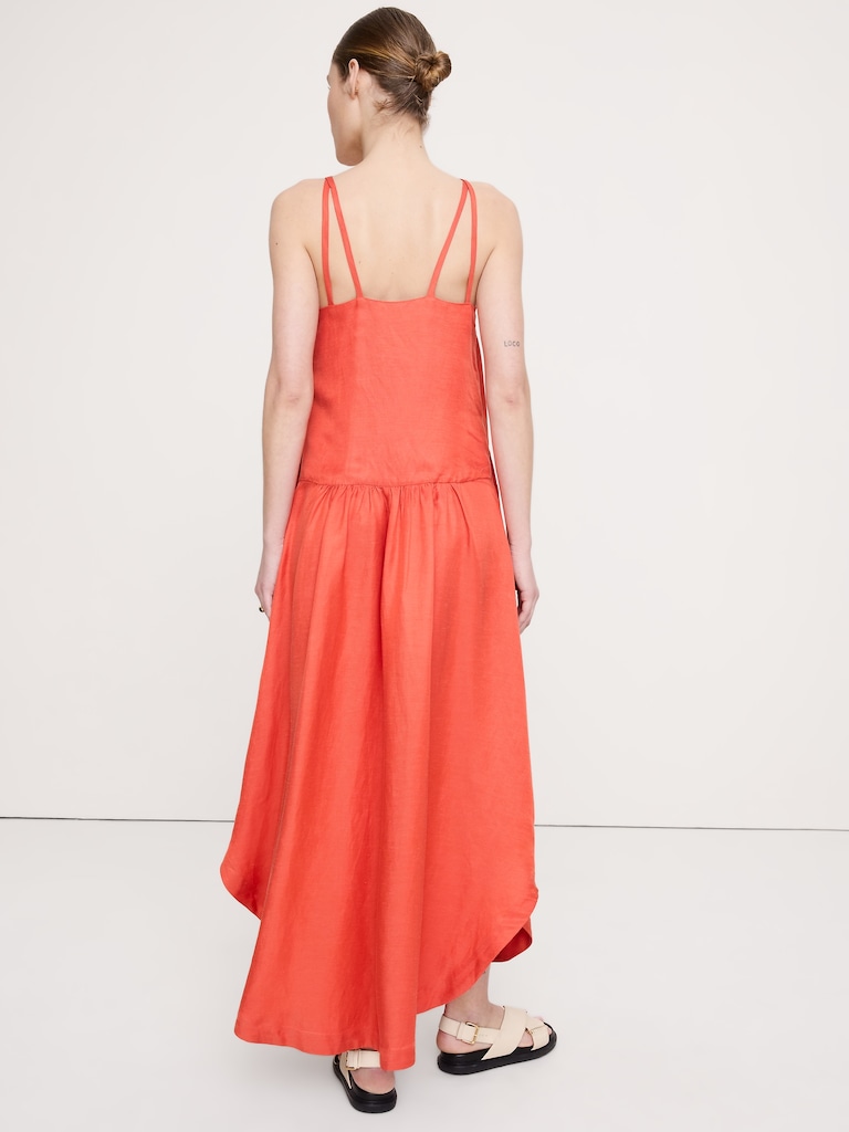 Viscose-Linen Drop-Waist Maxi Dress