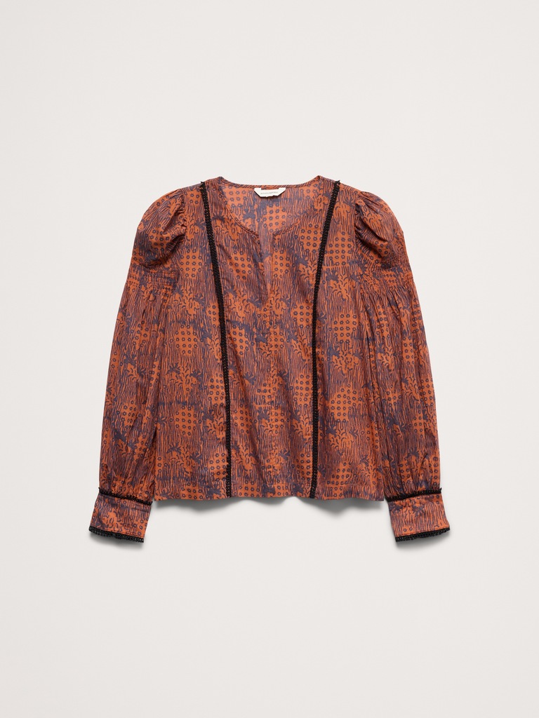 Lightweight Cotton Puff-Sleeve Top