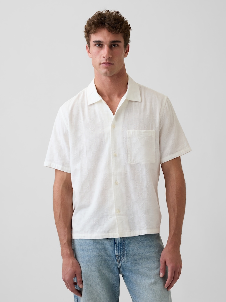 Dobby Relaxed Straight-Hem Shirt