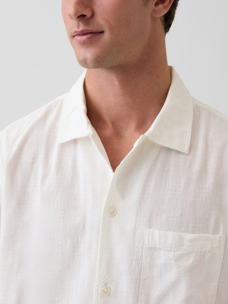 Dobby Relaxed Straight-Hem Shirt