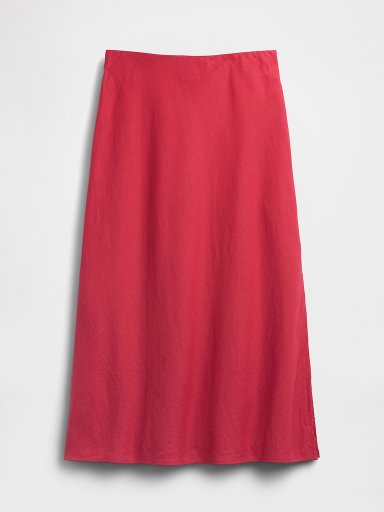 Linen-Blend Maxi Slip Skirt