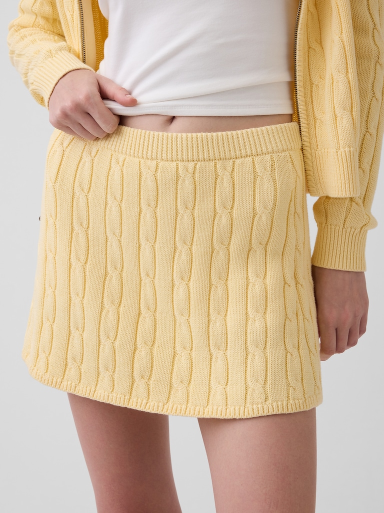 100% Cotton Cable-Knit Mini Skort