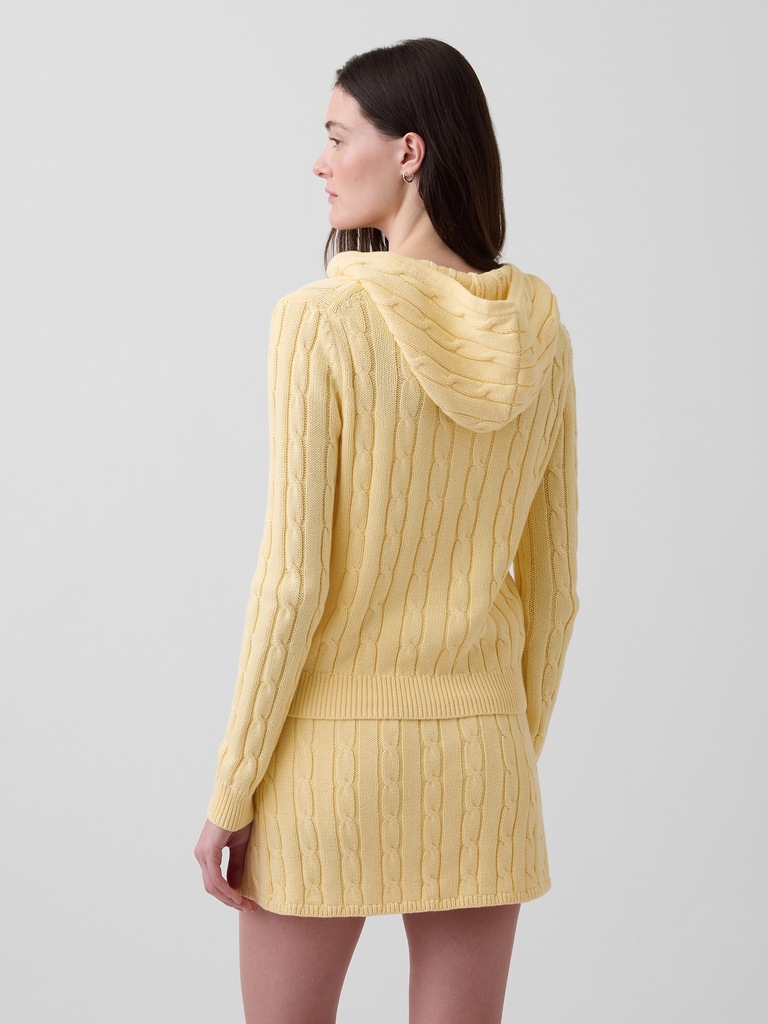 100% Cotton Cable-Knit Zip Cardigan