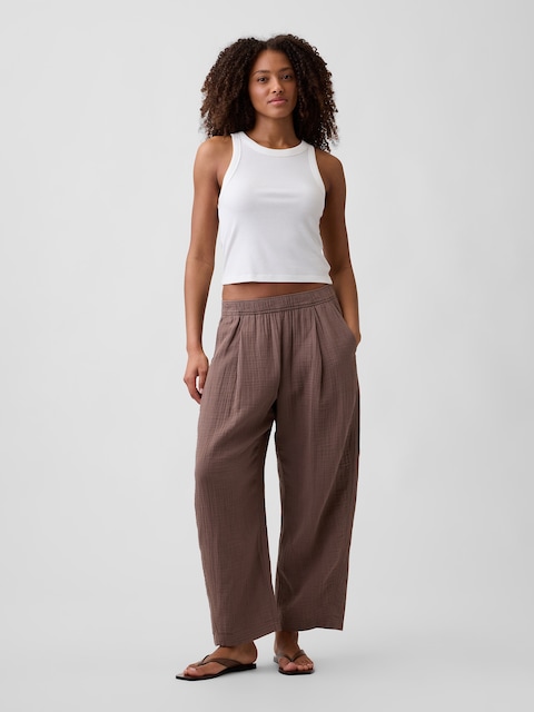 brown and white dresser Mocha Wide-Leg Pants main image 1