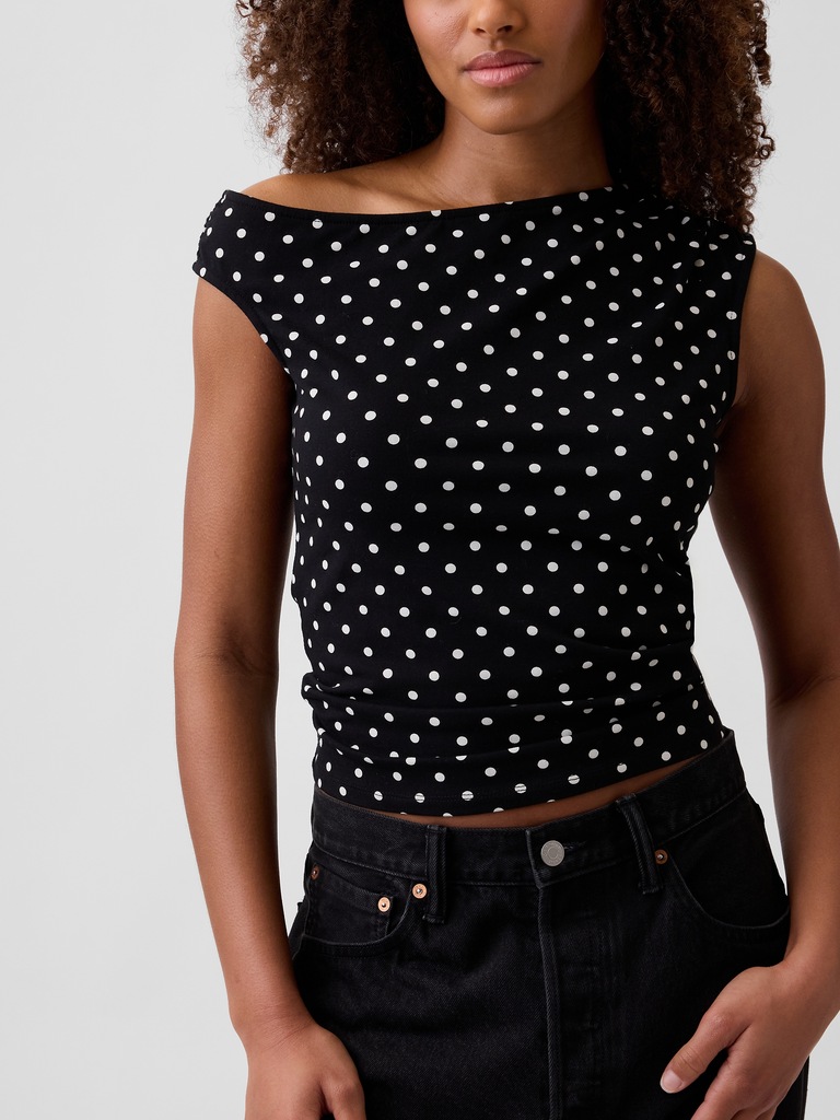 Stretch Jersey Off-Shoulder Top