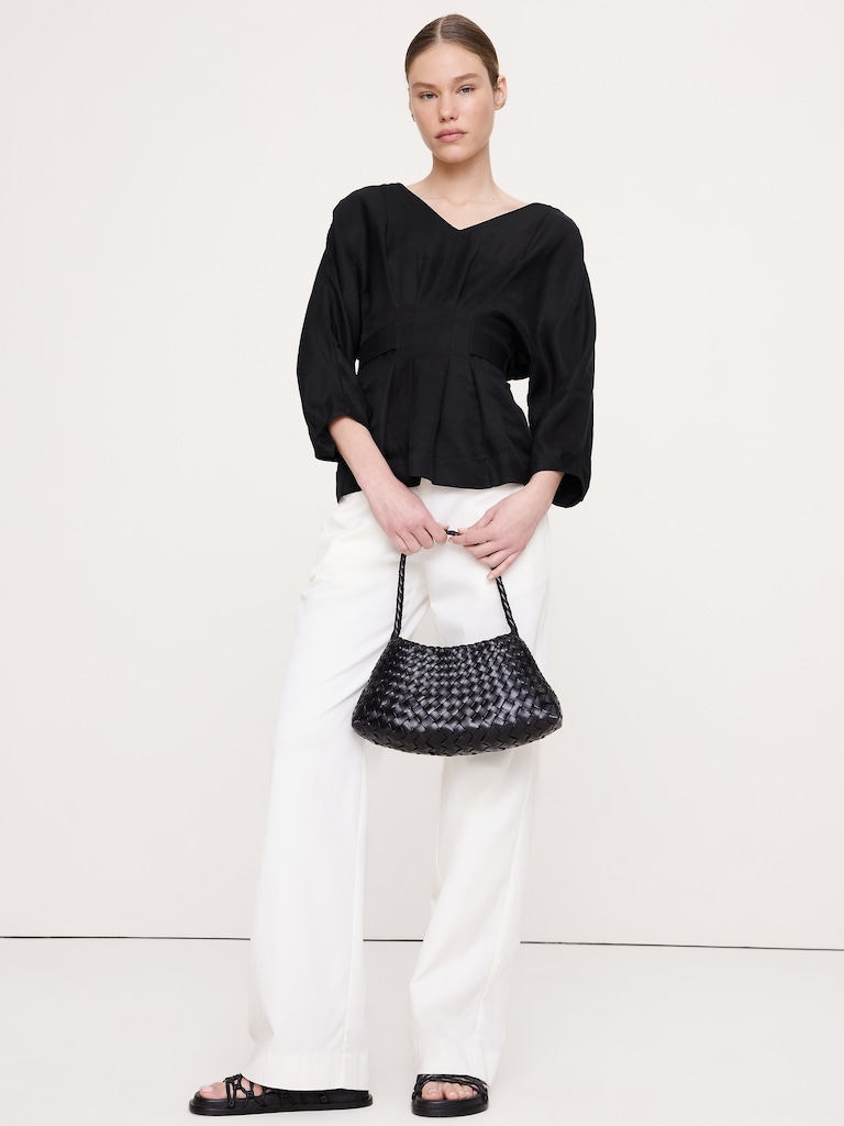 Viscose-Linen Pleated Top