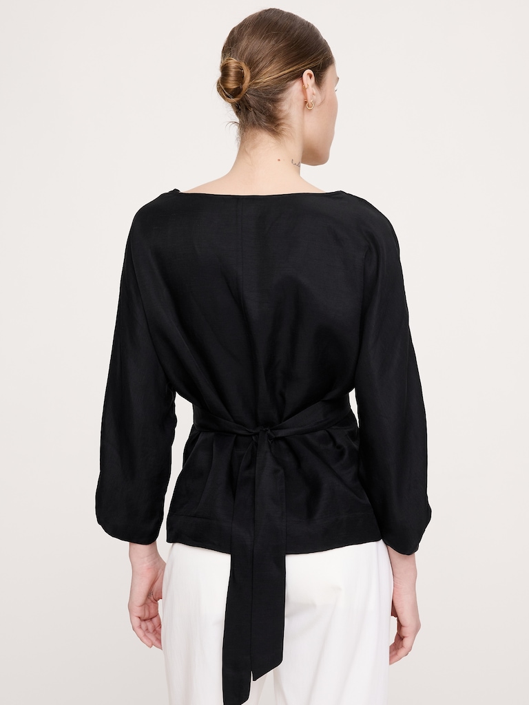 Viscose-Linen Pleated Top