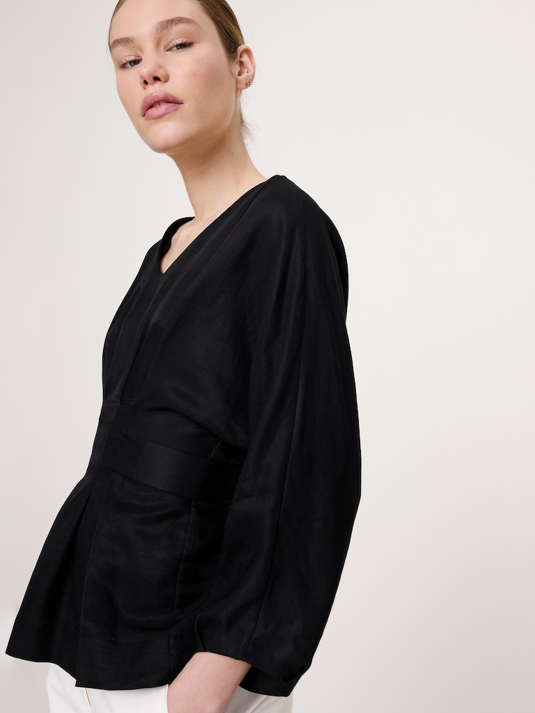 Viscose-Linen Pleated Top