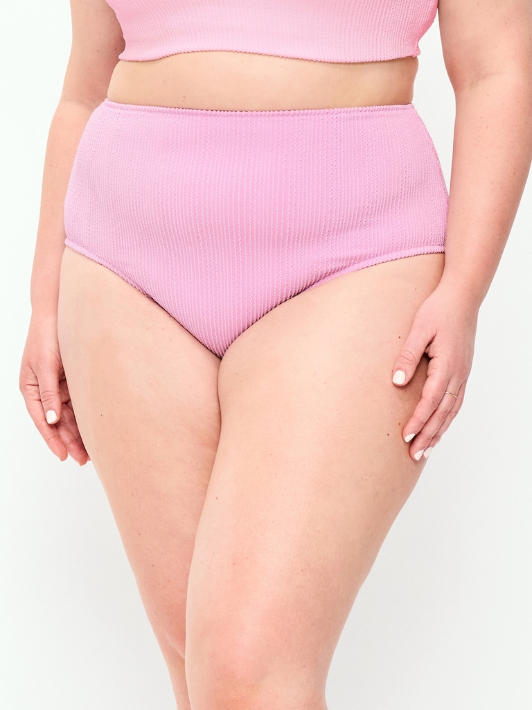 High-Waisted Ribbed Bikini Swim Bottoms