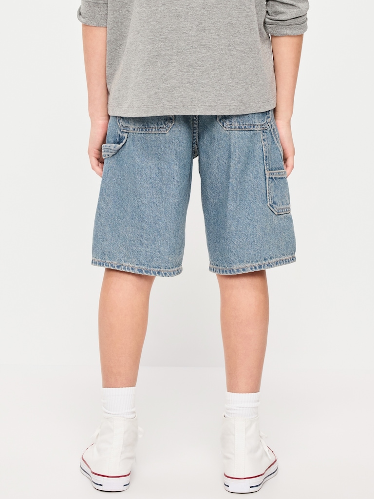 Below Knee Super Baggy Utility Jean Shorts for Boys