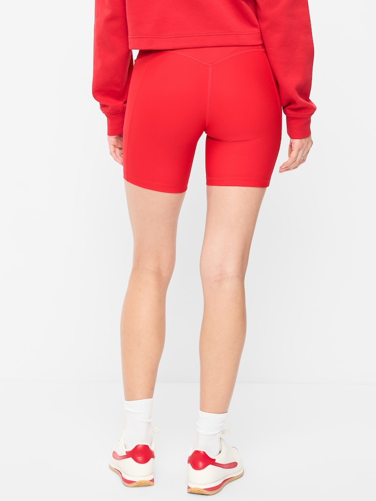 Extra-High Waisted PowerSoft Boundless Pocket Biker Shorts-- 6-inch inseam - No Front Seam