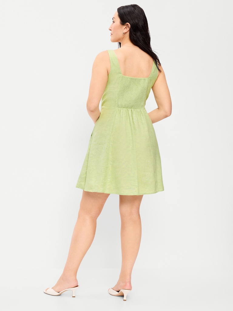 Fit & Flare Linen Mini Dress