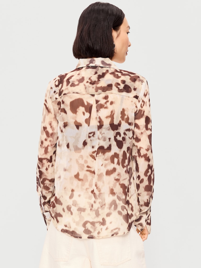 Chiffon Button-Down Shirt